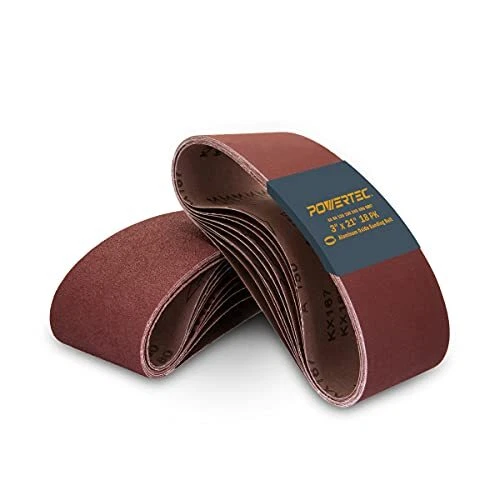 110438 3 x 21 Inch Sanding Belts | 3 Each of 60 80 120 150 240 400 Grits, 18PK