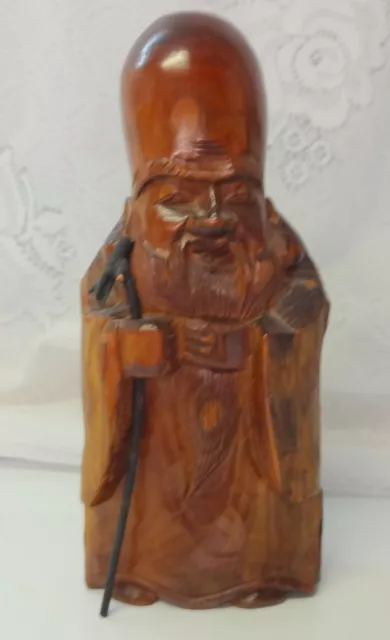 Antique Chinese Hand Carved Red Wood Wooden Buddha Statue Figure