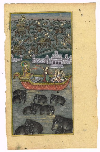 Chasse Art Peinture De Moghol King & Reine Chasse The Tigre 15.9x25.4cm Chasse Art Peinture De Moghol King & Reine Chasse The Tigre 15.9x25.4cm