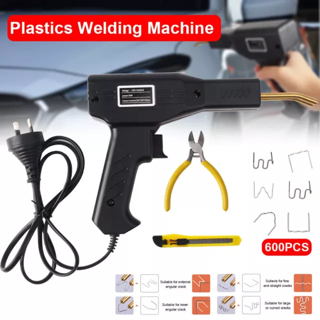 Plastic Hot Stapler Gun Repair Car Bumper Welding Welder Machine Kit + Staples