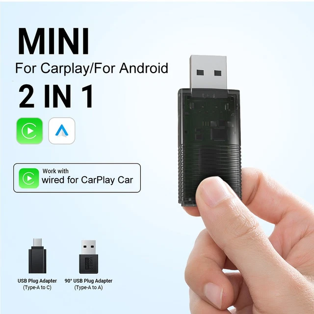 Non Compatible Adaptateur CarPlay Sans Fil Pour IPhone, Mini Adaptateur CarPlay Sans Fil, Plug & Play, Convertit CarPlay Filaire En Sans Fil, Compatible Avec 98% Des Voitures Et IPhone IOS 10 (Typ A C