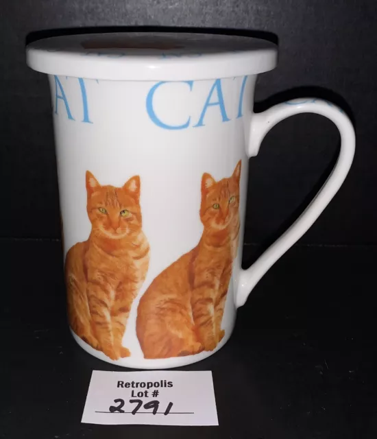 Kent Pottery Ceramic Coffee Mug Cup Cat Kitten Feline with Lid