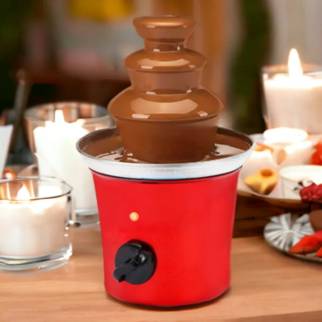 Chocolate Fountain - Mini Stainless Steel - Gift Fondue + Dipping Forks