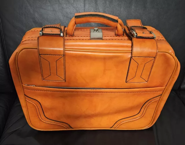 Kleiner Koffer Reisekoffer Handgepäck Weekender Kunstleder rot Oldtimer 60er 70e