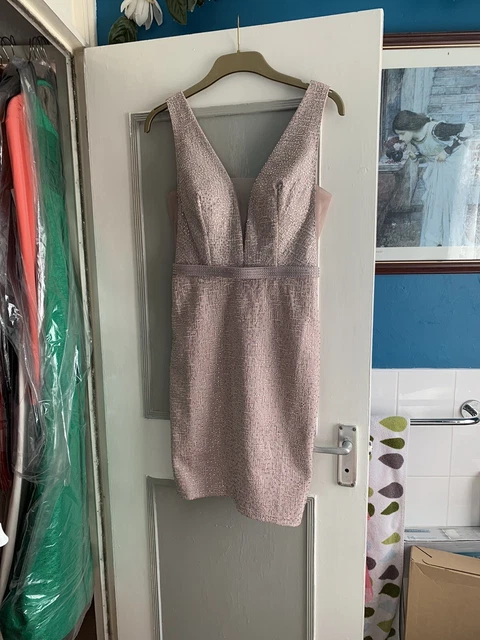 Ladies Coast Pink Diamanté Dress Size 10 Suit Wedding Guest New With Tags