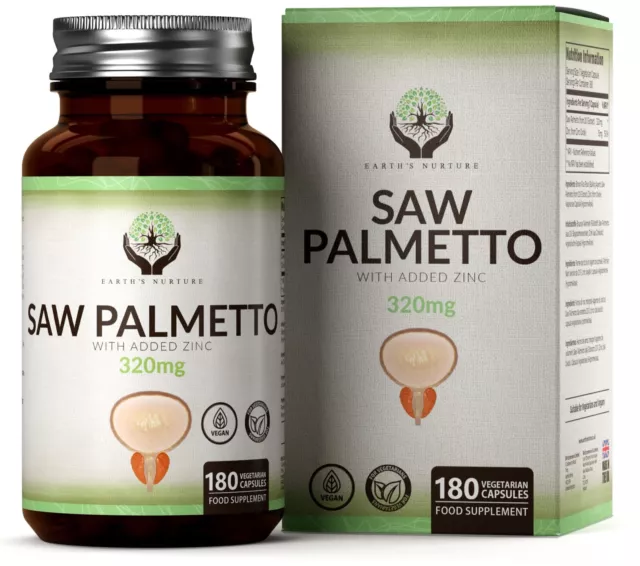 Saw Palmetto 320mg | 180 Capsules for Urinary Tract, Bladder & Prostate