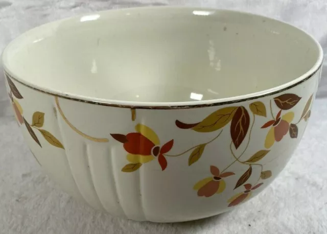 Halls Superior Mixing Bowl Autumn Leaves Leaf Gold Trim 9" Mary Dunbar Vintage 2