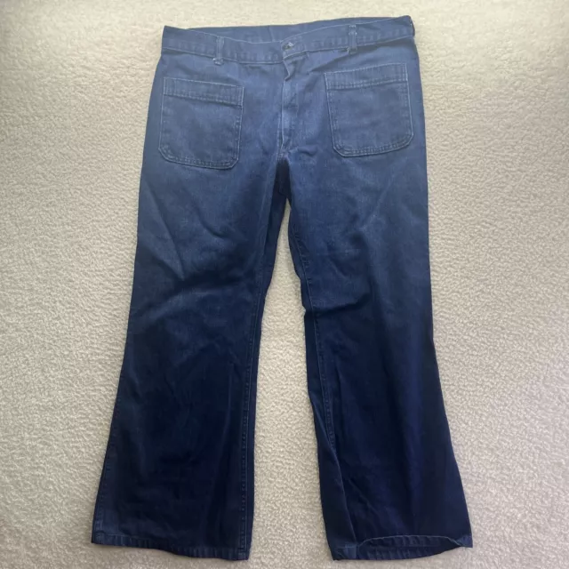 Navdungaree Jeans Mens 36x28 Blue Bell bottom Rocker Sailer Trouser USA Chore