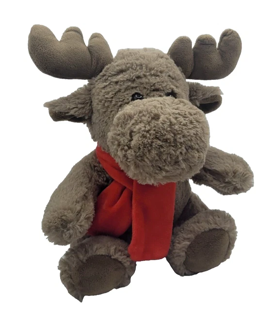 ASDA SOFTIE MOOSE with RED SCARF 10"PLUSH CUDDLY SOFT TOY TEDDY RETIRED