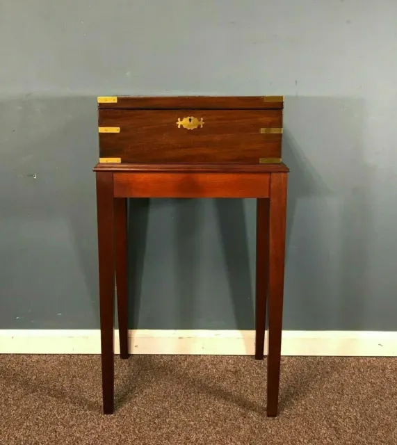 19th Century Mahogany Capitan Lap Desk Box on Stand