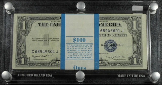 $100 Bank Strap Original Pack Consecutive UNC 1935 G $1 Silver Certificate Notes