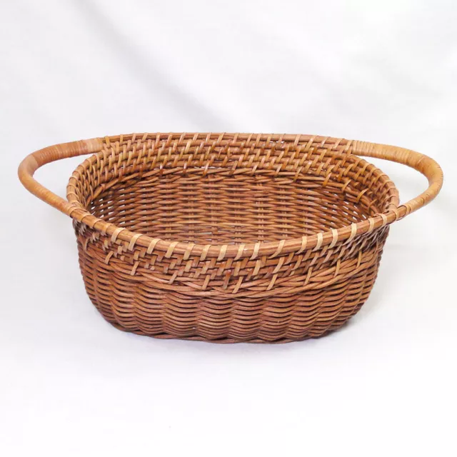 Vintage Wicker 2 Handles Gathering Basket Egg Harvest Farmhouse Kitchen 13"