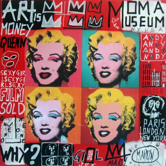 SPACO signed WARHOL MARILYN tableau POP street ART graffiti FRENCH paint canvas