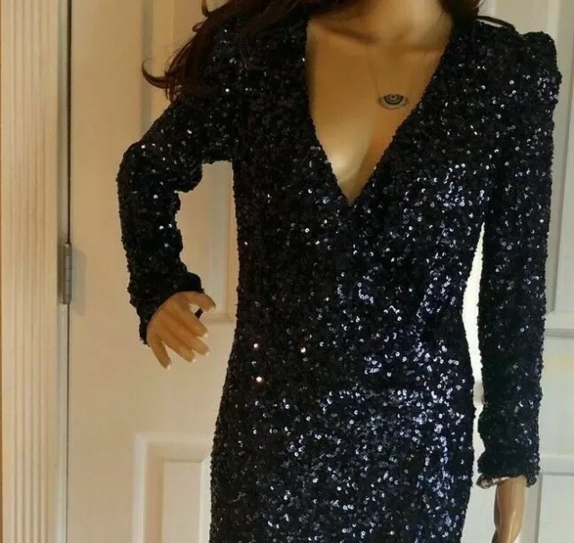 NWOT Cocktail $268 French Connection Navy Sequin Mini Dress Size 8 
