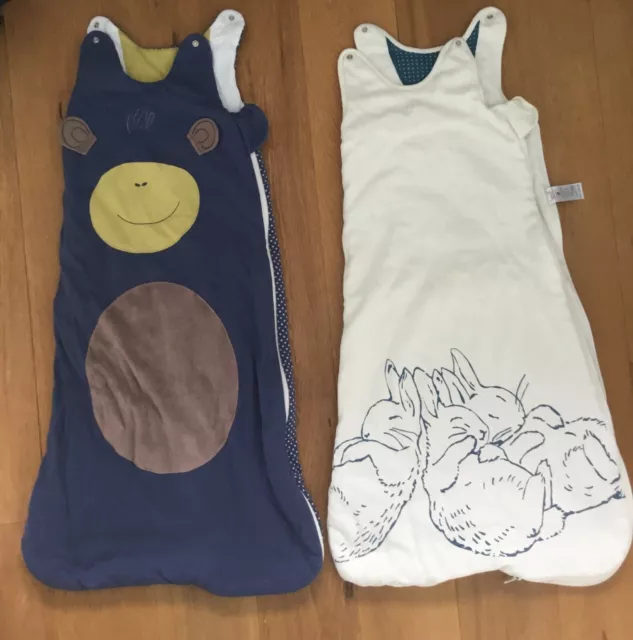 M&S bundle of 2 grobags/baby sleeping bags 6-18months 2.3 tog pure cotton