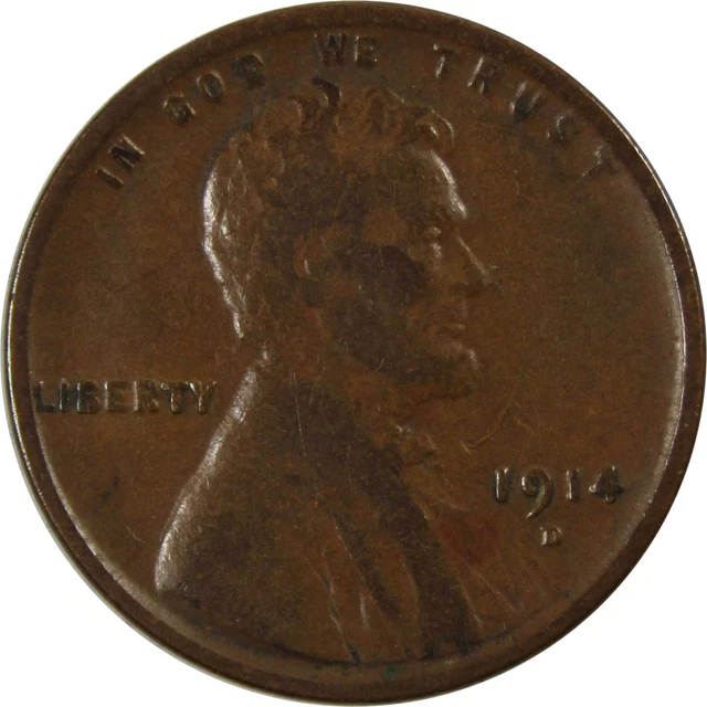 1914 D Lincoln Wheat Cent VF Very Fine Penny 1c Coin SKU:I4969