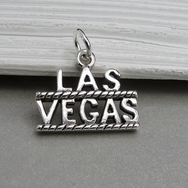 925 Sterling Silver Las Vegas Charm - Casino Gambling Charm - Nevada Charm