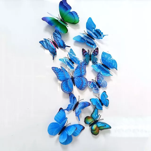 LOT DE 12 autocollants muraux papillon 3D vibrants pour décoration