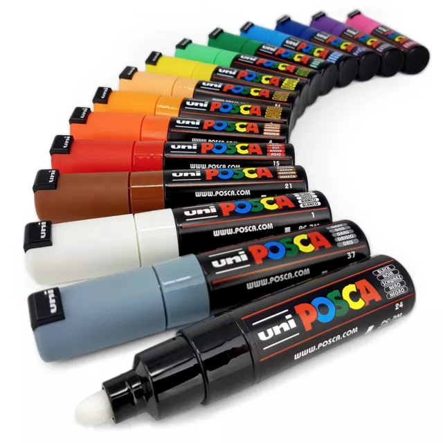 Uni POSCA PC-7M Paint Marker Art Pen - Large Bullet Nib - Full Range Set of 15