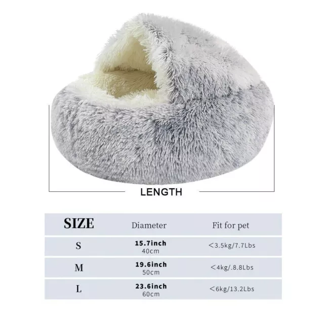 Mascota Perro Gato Cama Redonda de Peluche Gatito Cálido Nido para Dormir Cama Gato Iglú Casa Cueva 2