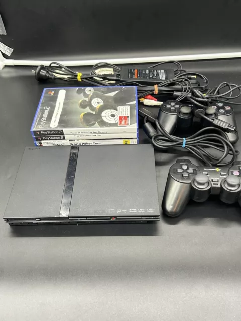 Sony PlayStation 2 Slim Home Console - Black + 4 Games