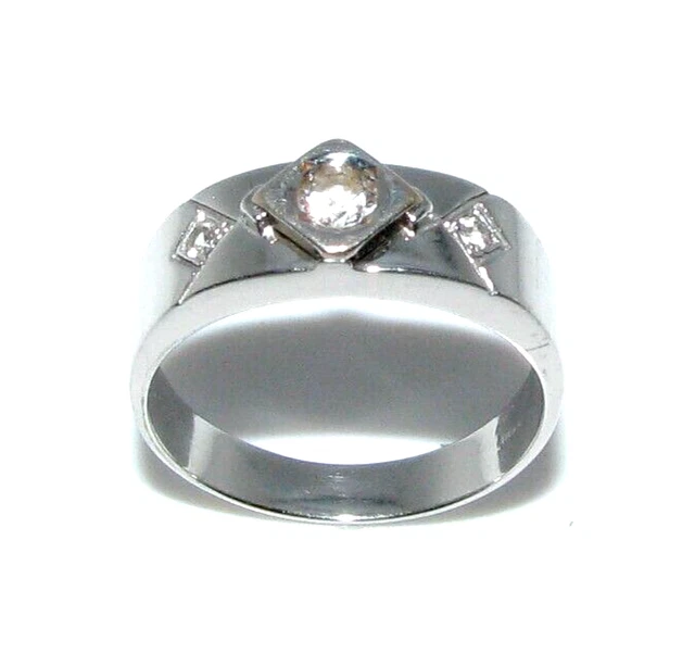 Bague En Or Blanc 18 Carats (750/1000) - Taille 52 - Poids 4,11 Grammes - Occasion