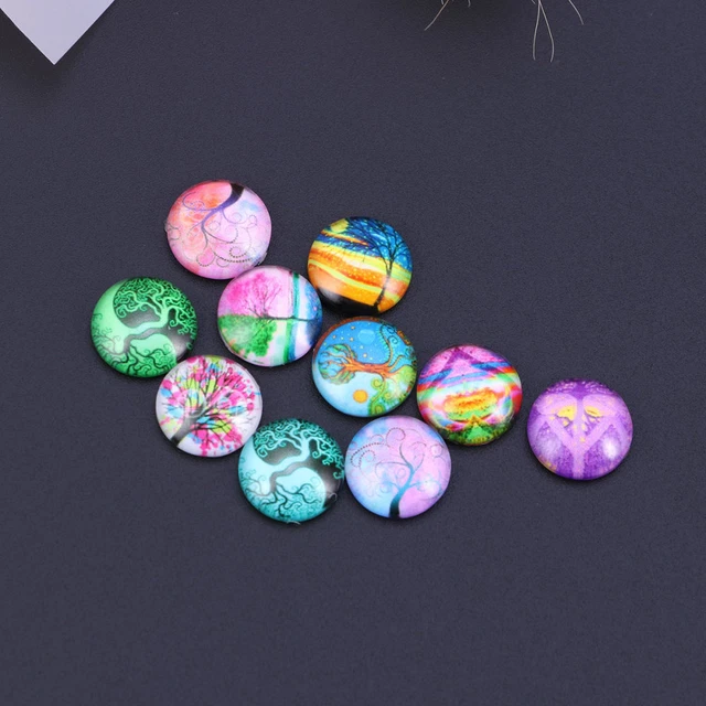 10PCS 12mm Glas Dome Anhänger Flatback Dome Cabochons 9
