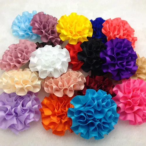 100pcs/10 Colors satin ribbon big Peony Flower Appliques/Wedding decoration Mix