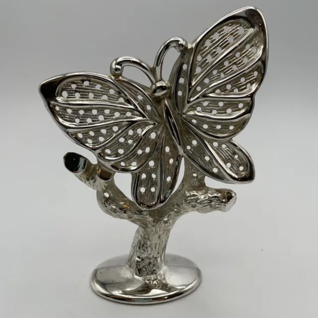 Vintage Silverplate Butterfly Earring Holder-6658