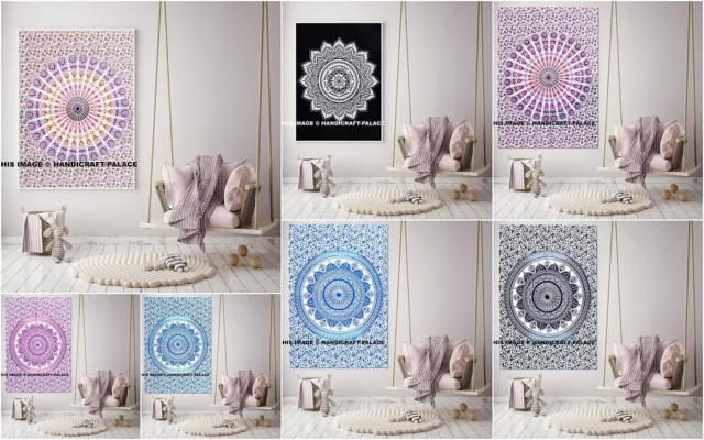 Ombre Indian Mandala Tapestry Wall Hanging Hippie Beach Throw Cotton Yoga Mat