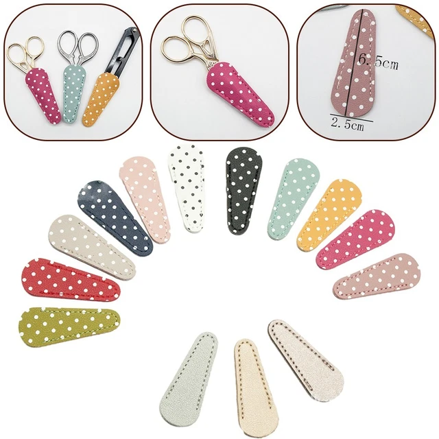 Étui En Cuir Pour Ciseaux De Broderie - Protection Pointe, Rétro, Dimensions 8x3 Cm - 4
