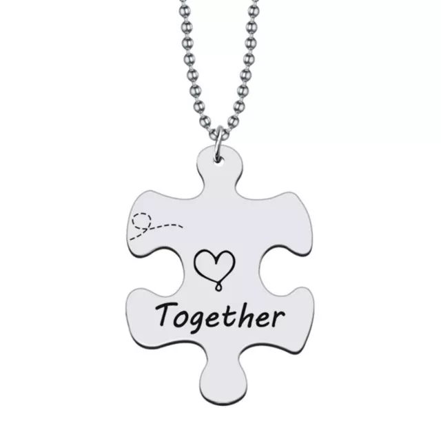 Romantic Punk Choker Silver And Black Couples Necklace Puzzle Pendant  Gift 2