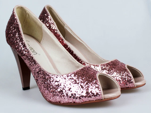 Chaussure Femmes Éscarpins' Sandales Rose Paiette Soirée De Danse Strass Talon