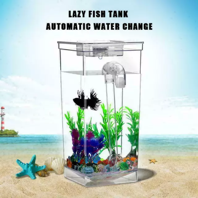 Kids Fish Tank Self Cleaning Small Desktop Fish Aquarium LED Easy Clean S7C5 6