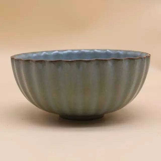 Chinese Song Longquan Kiln Celadon Porcelain Flowers Shape Bowl 5.2 inch