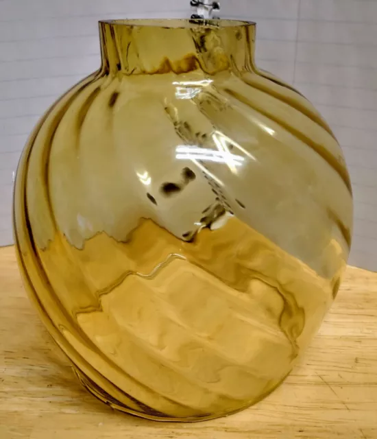 Vintage Amber Yellow Gold Patterned Glass Chimney Globe Shade for Lamp 2" base