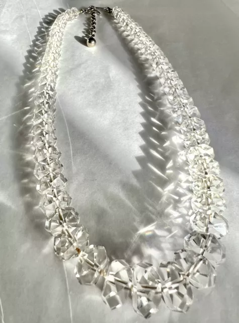 1940-50’s Hand Knotted Crystal Necklace Fine Crystal with Exquisite Sharp Prism 2