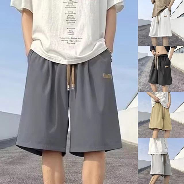 Short D'été Pour Femme En Coton Avec Cordon De Serrage, Taille élastique, Couleur Unie, Short Décontracté Avec Poches, Pantalon Ample Et Confortable