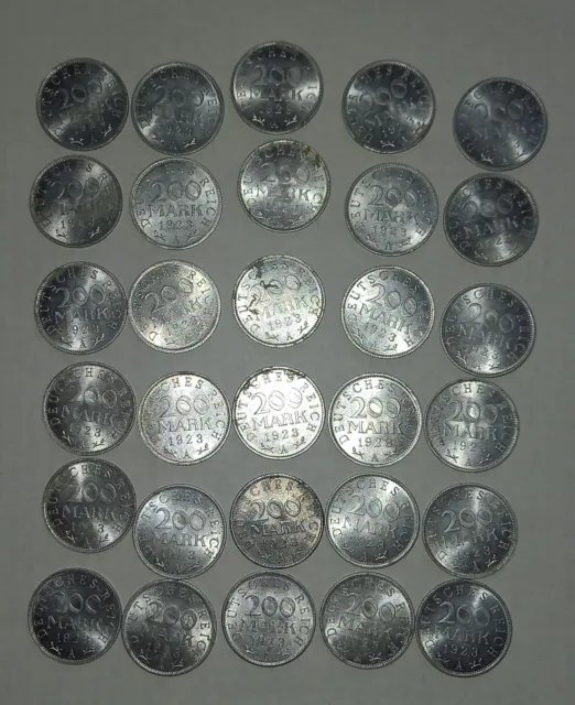 30 Münzen 200 Mark Deutsches Reich - Weimarer Republik - Aluminium - 1923 A
