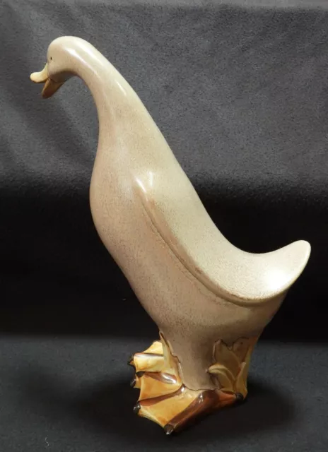 Antique Large Light Brown Glazed Porcelain Duck or Goose 13" Tall 9