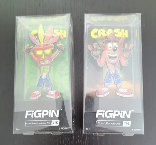 Crash Bandicoot #114 And Bandicoot Aku Aku #115 Enamel Fig Pins 2018