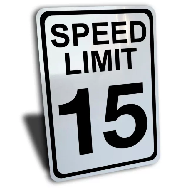 Speed Limit 15 Mph Km/H Sign Aluminum 10" By 14" Metal Road Traffic Slow Down