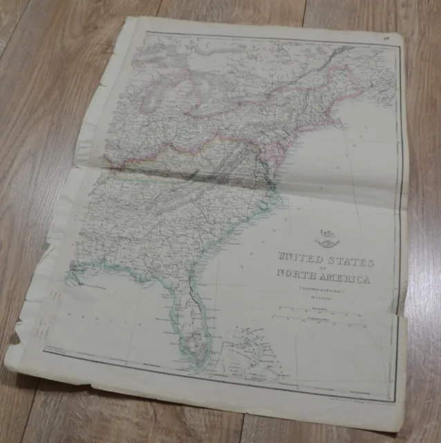 ANTIQUE MAP United States North America Eastern & Central T. Ettling #1
