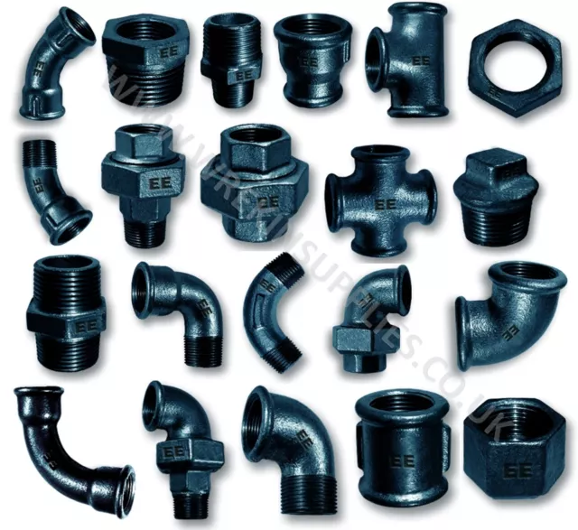 Black Malleable Iron Pipe Fittings Bsp 1/8"-4" Quality Ee Male Female Adaptors