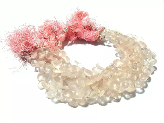 1 Strand Natural Rose Quartz Heart Faceted 7-8mm Rose Quartz Loose Beads 7"inch