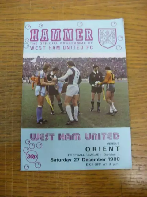 27/12/1980 West Ham United v Leyton Orient  (Crease To Corner)