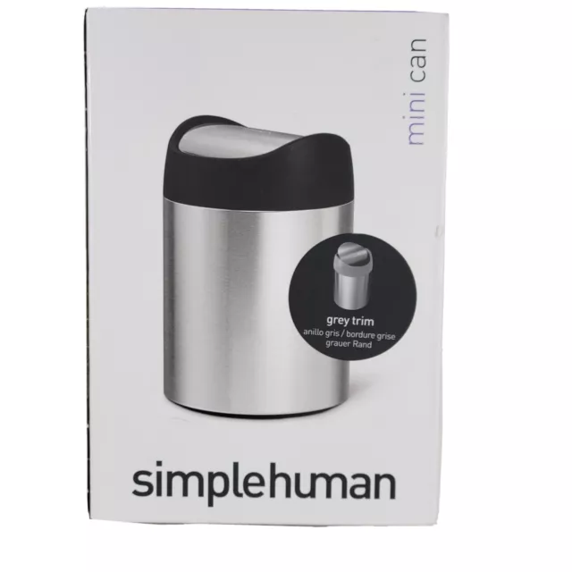 Simplehuman 1.5 Liter / 0.4 Gallon Mini Countertop Trash Can, Brushed Stainless