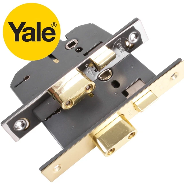 YALE High Security 5 LEVER SASHLOCK BRASS or CHROME Finish Choose SIZE 2.5"/3"