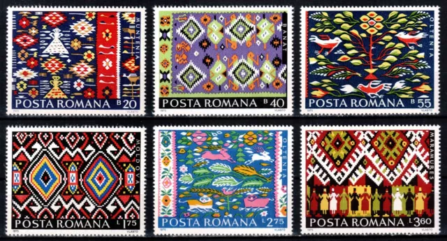 Romania 1975, Mi#3297-3302, Sc#2583-2588, Romanian peasant rugs, MNH!