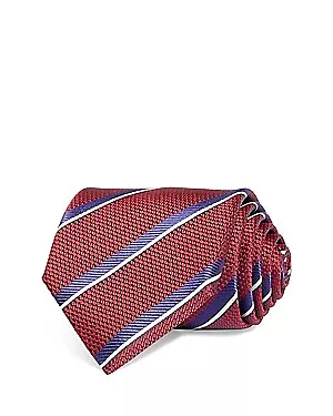 Canali Wide Stripe Silk Classic Tie Necktie Red Blue Wide Stripe One Size